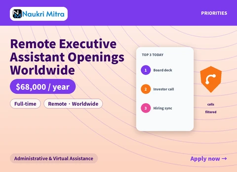 Remote Executive Assistant Openings Worldwide