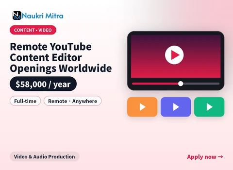 Remote YouTube Content Editor Openings Worldwide